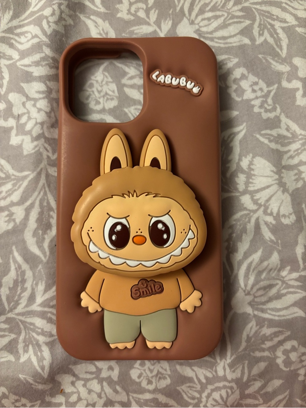 Cute Brown Labubu Phone Case with Character Popsocket Accent